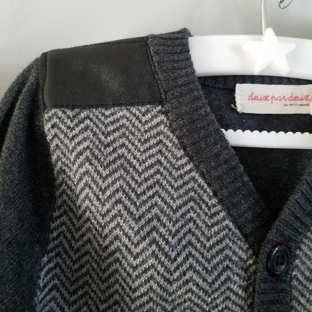 Deux‎ Par Deux Faux Leather Elbow Cardigan Sweater 18 M - Picture 4 of 8